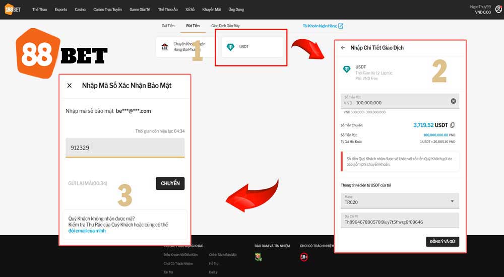 Các bước thực hiện rút tiền TAPTAP từ USDT 
